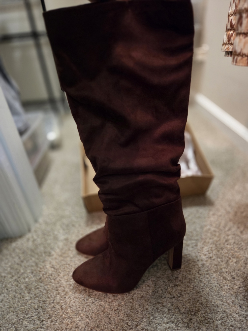 Jessica Simpson Brown Suede Slouch Knee-High Heeled Boots